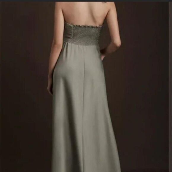 BHLDN - Elsie Straight Neck Satin A-Line Gown Size US 10 Anthropologie - Picture 2 of 11
